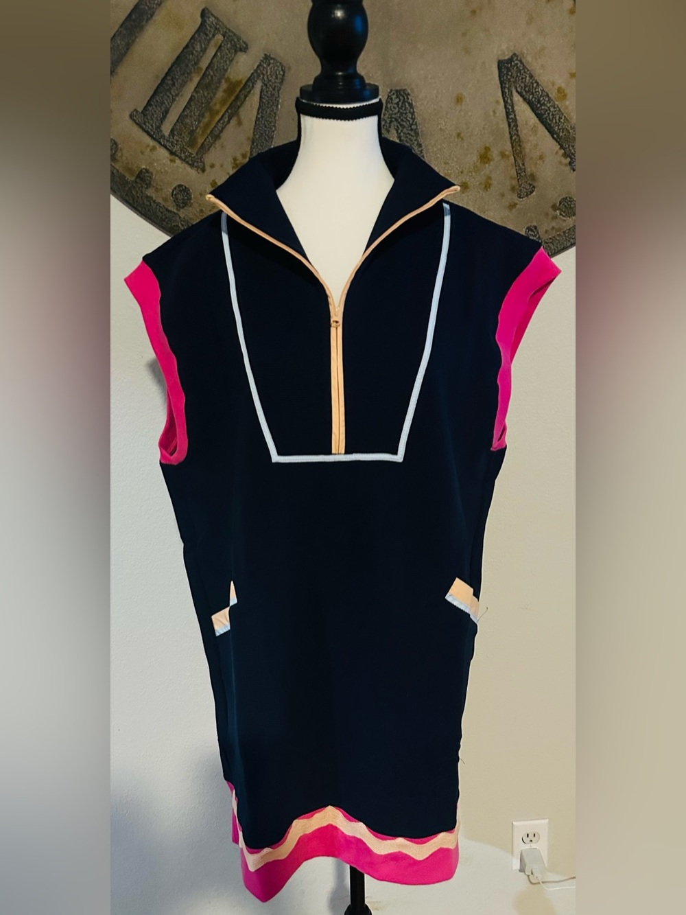Simply Southern Navy Dress with Gold Embroidered Label